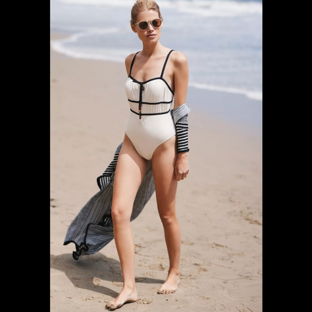 BY ANTHROPOLOGIE NIXIE RUCHED ONE-PIECE SWIMSUIT
